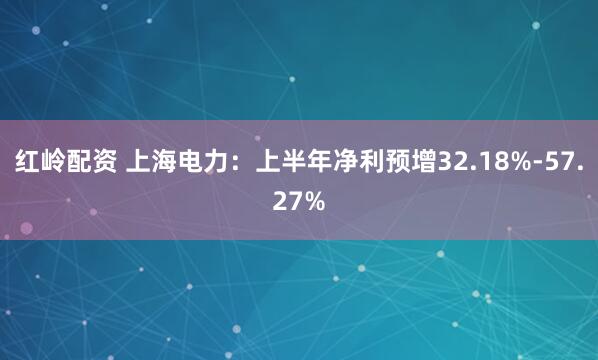红岭配资 上海电力：上半年净利预增32.18%-57.27%